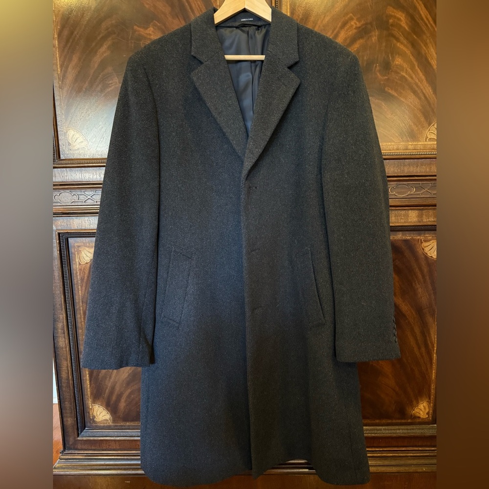 Nautica Men’s Classic-Fit Chamber Wool Overcoat - Charcoal